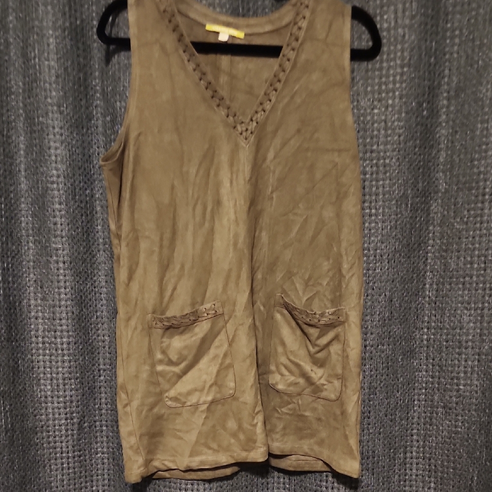 Sleeveless Brown Suede Tunic/dress with Pockets